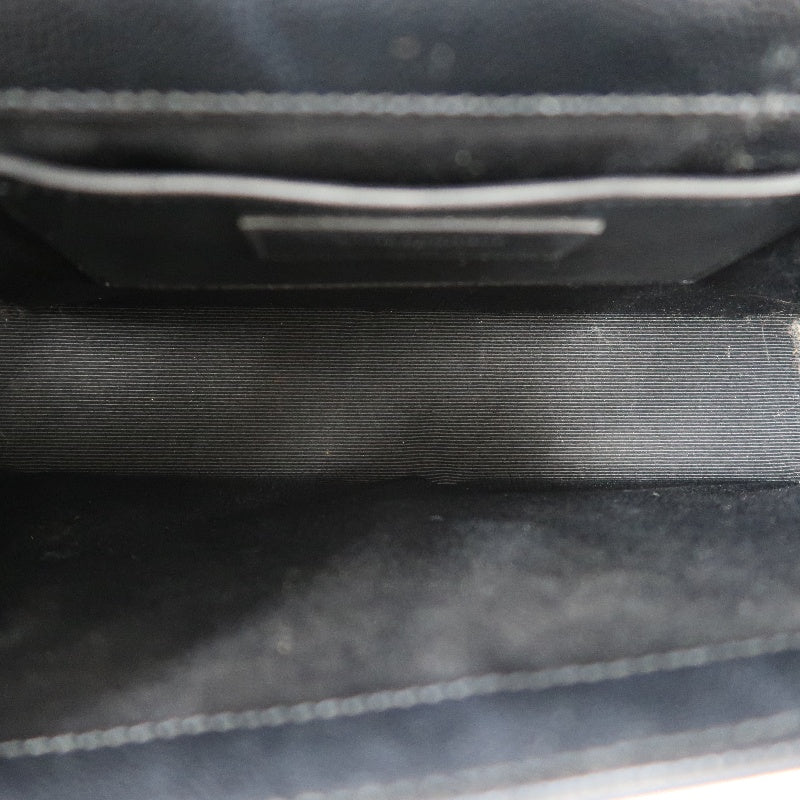 YVES SAINT LAURENT Calf Leather Flap Logo Shoulder Bag Black