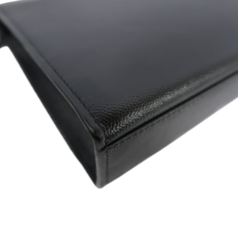 YVES SAINT LAURENT Calf Leather Flap Logo Shoulder Bag Black