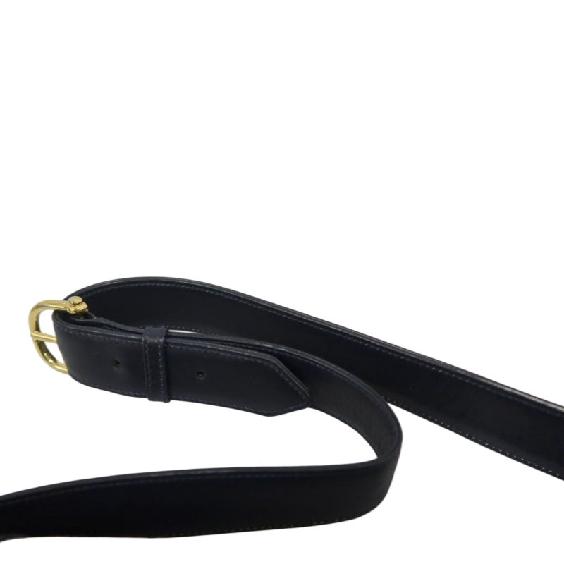CELINE Macadam Canvas Shoulder Bag Navy Gold-Tone Horse Carriage Hardware