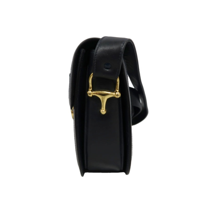 CELINE Macadam Canvas Shoulder Bag Navy Gold-Tone Horse Carriage Hardware