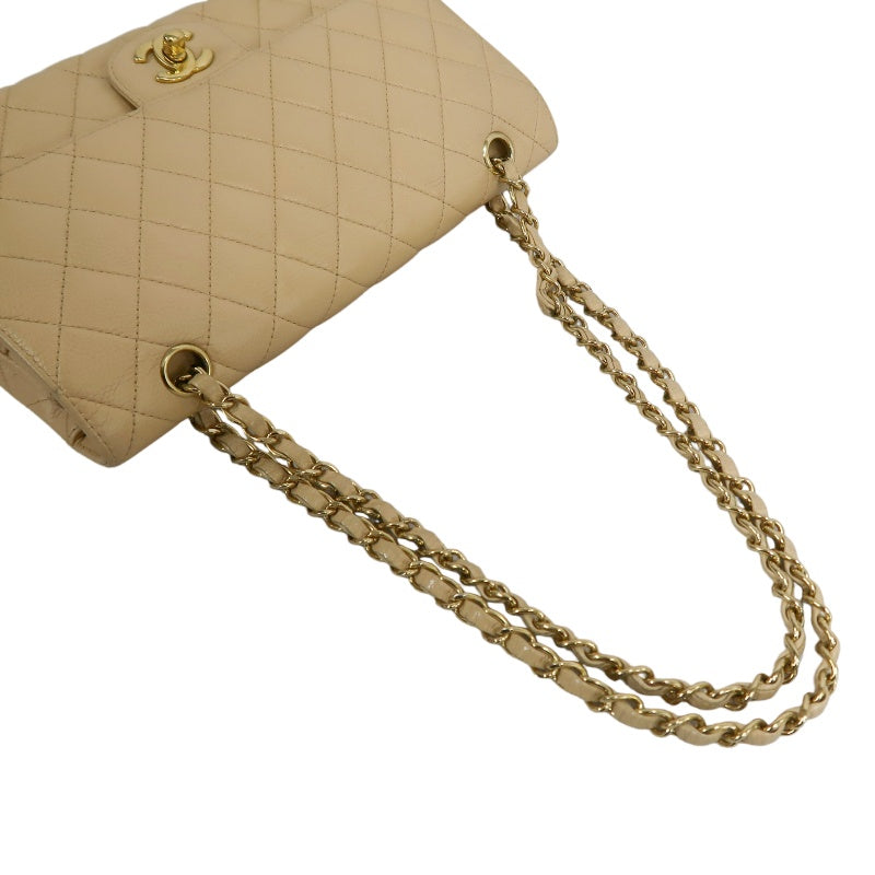CHANEL Classic Flap CF Caviar Leather Shoulder Bag Beige Gold-Tone Hardware