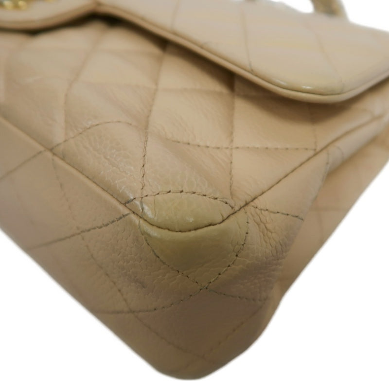 CHANEL Classic Flap CF Caviar Leather Shoulder Bag Beige Gold-Tone Hardware