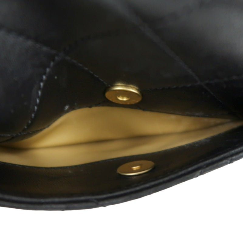 CHANEL Matelasse Lambskin Shoulder Bag Black Gold-Tone Hardware