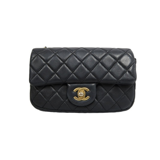CHANEL Classic Flap CF Lambskin Shoulder Bag Black Gold-Tone Hardware Ball Clasp