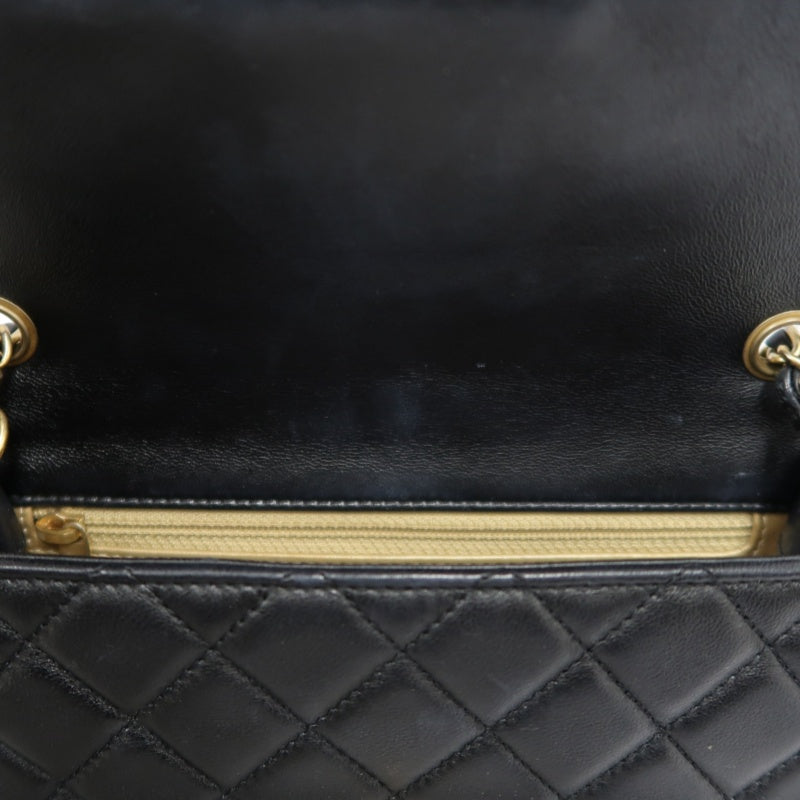 CHANEL Classic Flap CF Lambskin Shoulder Bag Black Gold-Tone Hardware Ball Clasp