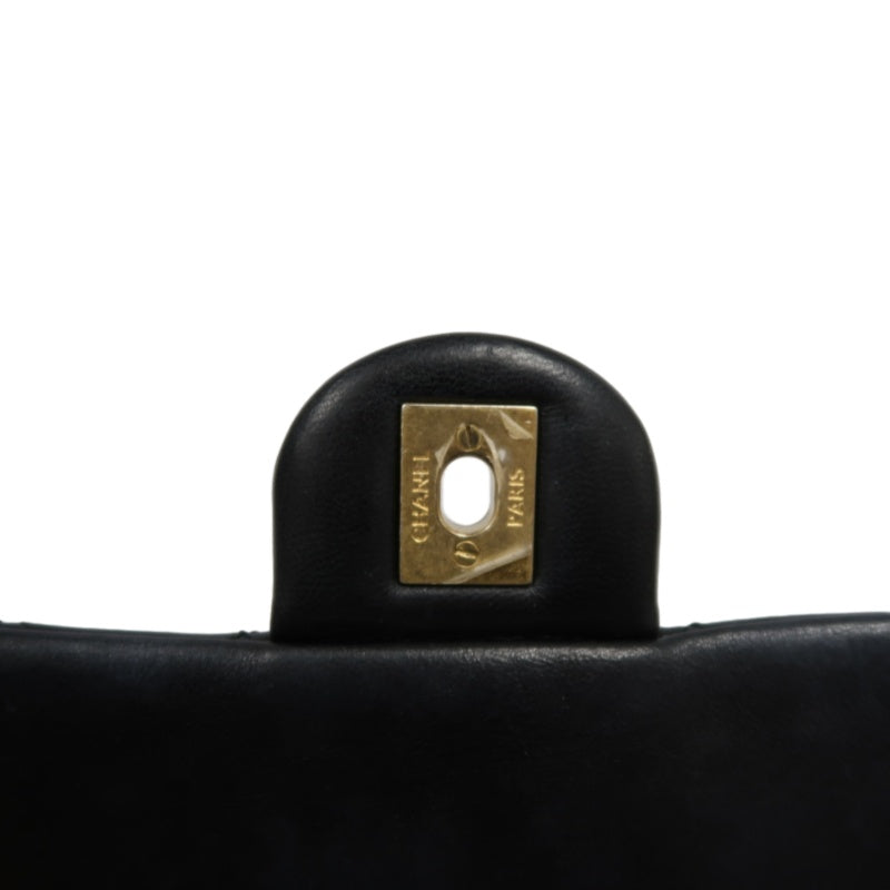 CHANEL Classic Flap CF Lambskin Shoulder Bag Black Gold-Tone Hardware Ball Clasp