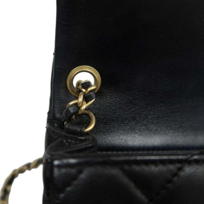 CHANEL Classic Flap CF Lambskin Shoulder Bag Black Gold-Tone Hardware Ball Clasp