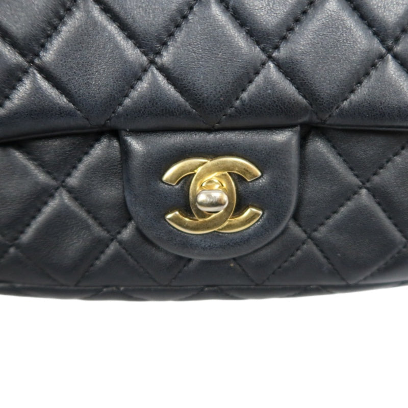 CHANEL Classic Flap CF Lambskin Shoulder Bag Black Gold-Tone Hardware Ball Clasp