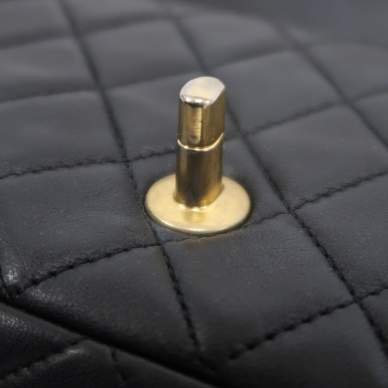 CHANEL Classic Flap CF Lambskin Shoulder Bag Black Gold-Tone Hardware Ball Clasp