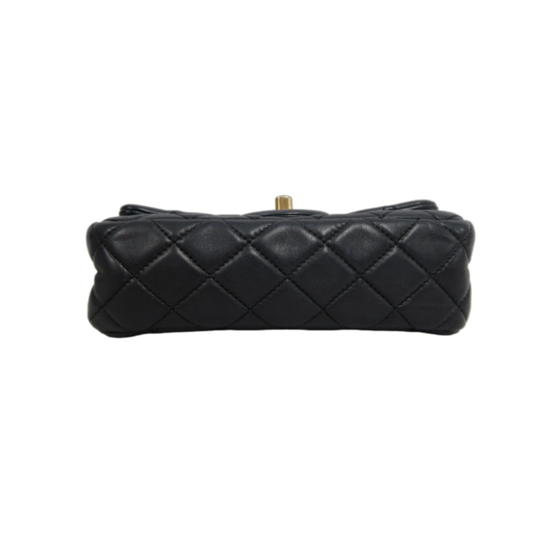 CHANEL Classic Flap CF Lambskin Shoulder Bag Black Gold-Tone Hardware Ball Clasp