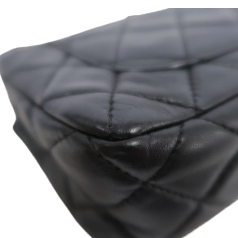 CHANEL Classic Flap CF Lambskin Shoulder Bag Black Gold-Tone Hardware Ball Clasp