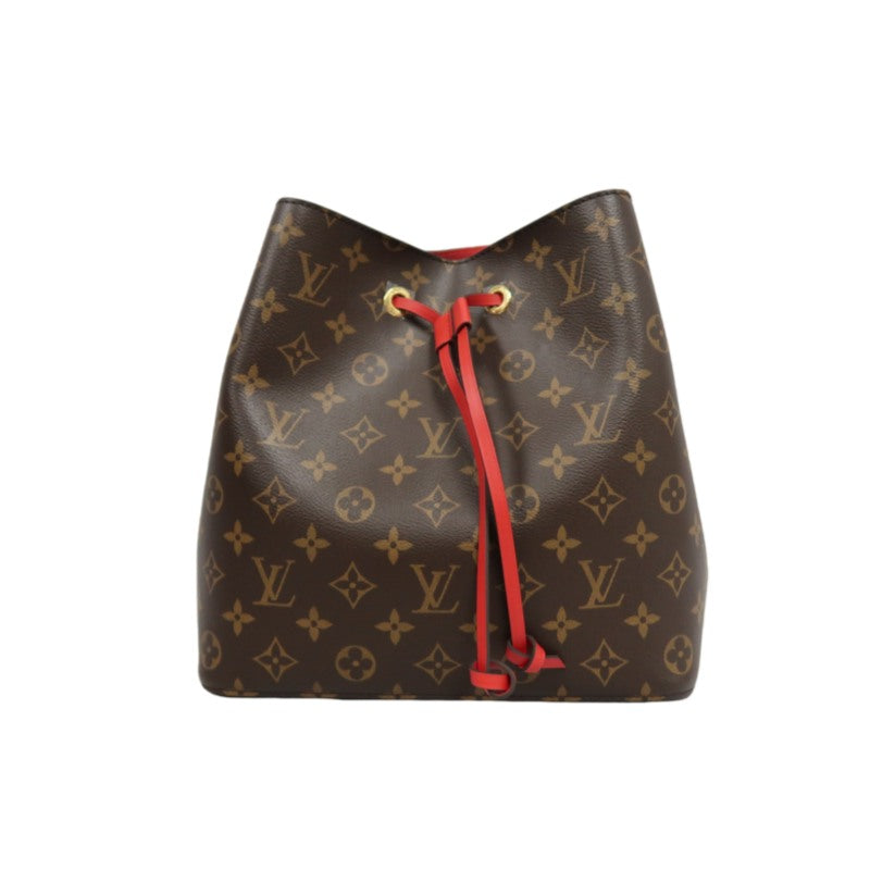 LOUIS VUITTON NeoNoé Monogram PVC Drawstring Bucket Shoulder Bag Brown Red