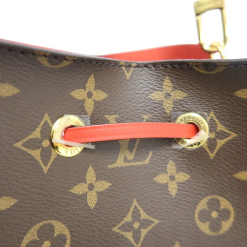 LOUIS VUITTON NeoNoé Monogram PVC Drawstring Bucket Shoulder Bag Brown Red