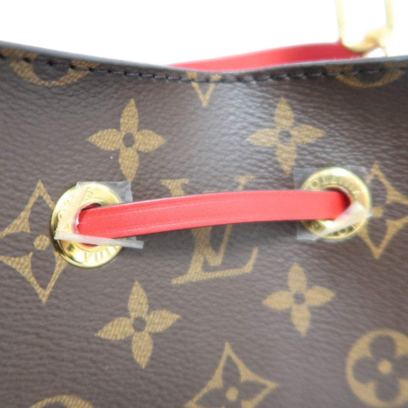 LOUIS VUITTON NeoNoé Monogram PVC Drawstring Bucket Shoulder Bag Brown Red