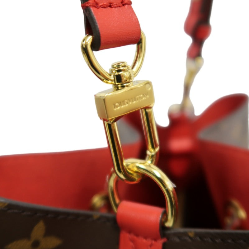 LOUIS VUITTON NeoNoé Monogram PVC Drawstring Bucket Shoulder Bag Brown Red