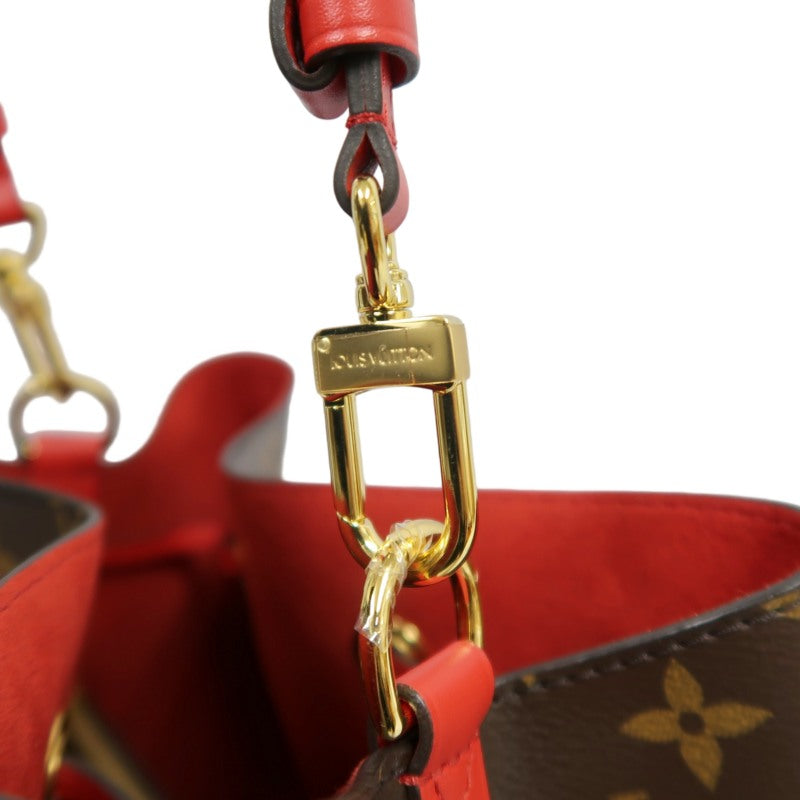 LOUIS VUITTON NeoNoé Monogram PVC Drawstring Bucket Shoulder Bag Brown Red