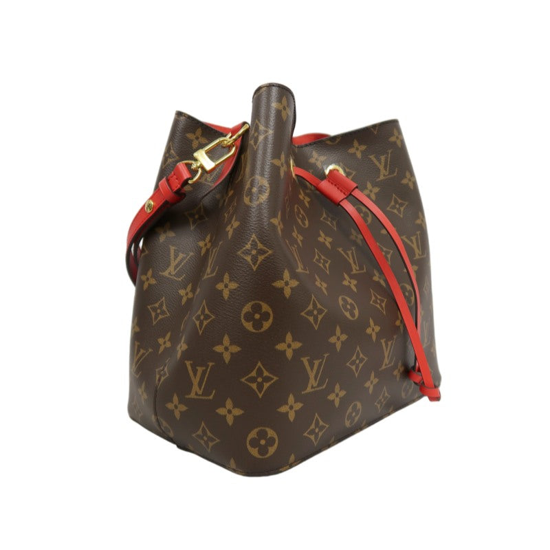 LOUIS VUITTON NeoNoé Monogram PVC Drawstring Bucket Shoulder Bag Brown Red