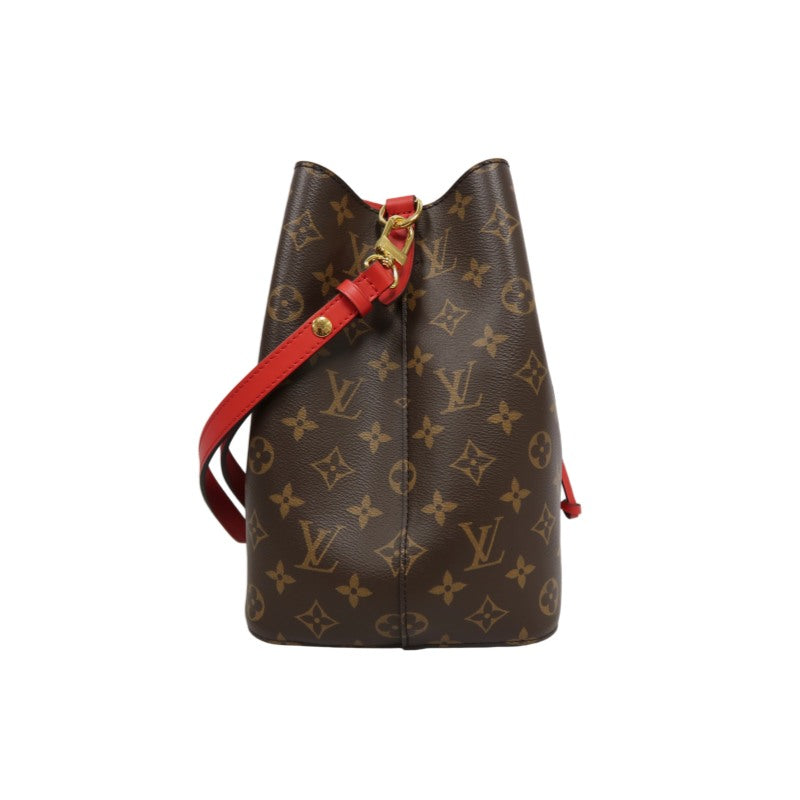 LOUIS VUITTON NeoNoé Monogram PVC Drawstring Bucket Shoulder Bag Brown Red