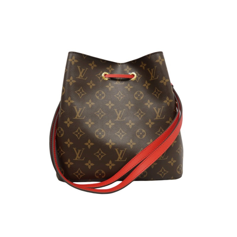 LOUIS VUITTON NeoNoé Monogram PVC Drawstring Bucket Shoulder Bag Brown Red