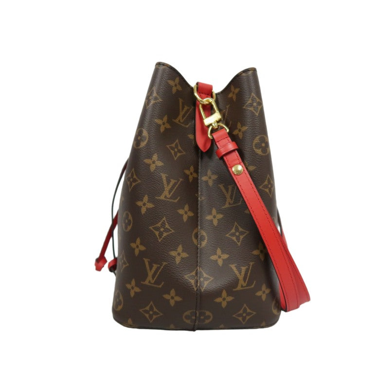 LOUIS VUITTON NeoNoé Monogram PVC Drawstring Bucket Shoulder Bag Brown Red