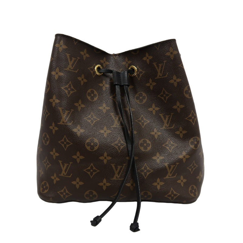 LOUIS VUITTON NeoNoe Monogram PVC Drawstring Bucket Shoulder Bag Brown Black
