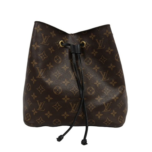 LOUIS VUITTON NeoNoe Monogram PVC Drawstring Bucket Shoulder Bag Brown Black