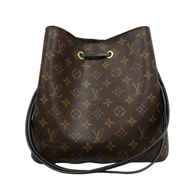 LOUIS VUITTON NeoNoe Monogram PVC Drawstring Bucket Shoulder Bag Brown Black