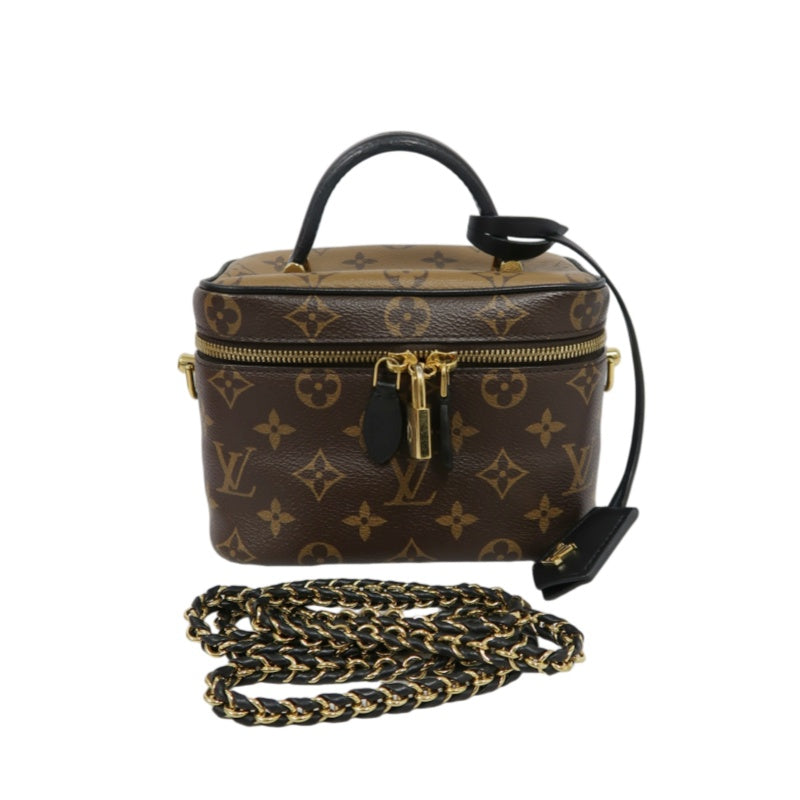 LOUIS VUITTON Vanity Reverse Monogram PVC Handbag Brown with Shoulder Strap