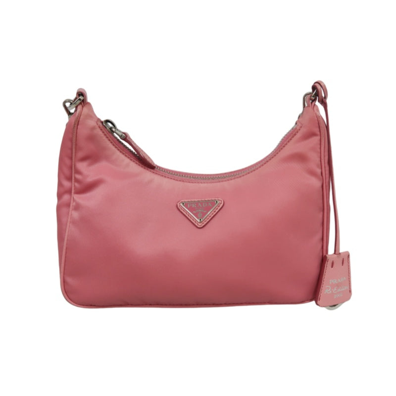 PRADA Nylon Shoulder Bag Pink with Pouch Silver-Tone Hardware