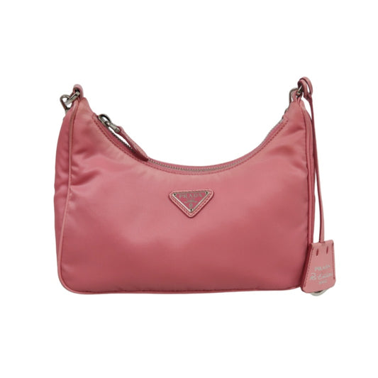 PRADA Nylon Shoulder Bag Pink with Pouch Silver-Tone Hardware