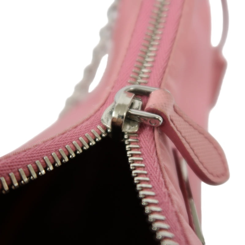 PRADA Nylon Shoulder Bag Pink with Pouch Silver-Tone Hardware