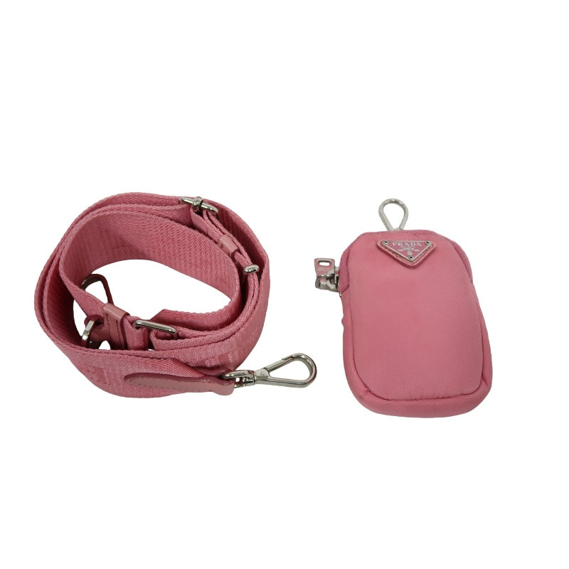 PRADA Nylon Shoulder Bag Pink with Pouch Silver-Tone Hardware