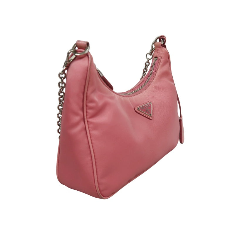 PRADA Nylon Shoulder Bag Pink with Pouch Silver-Tone Hardware