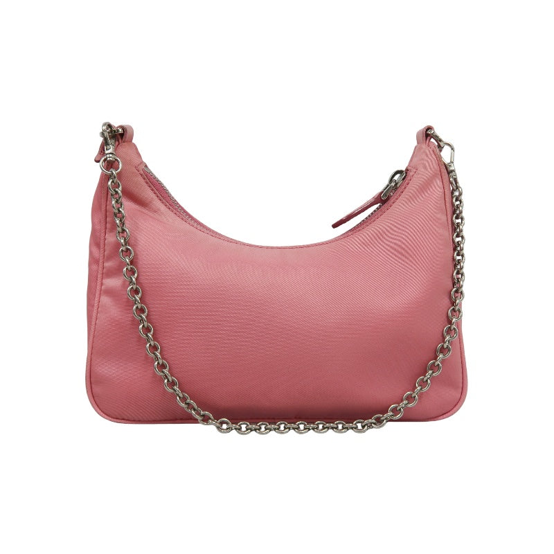 PRADA Nylon Shoulder Bag Pink with Pouch Silver-Tone Hardware