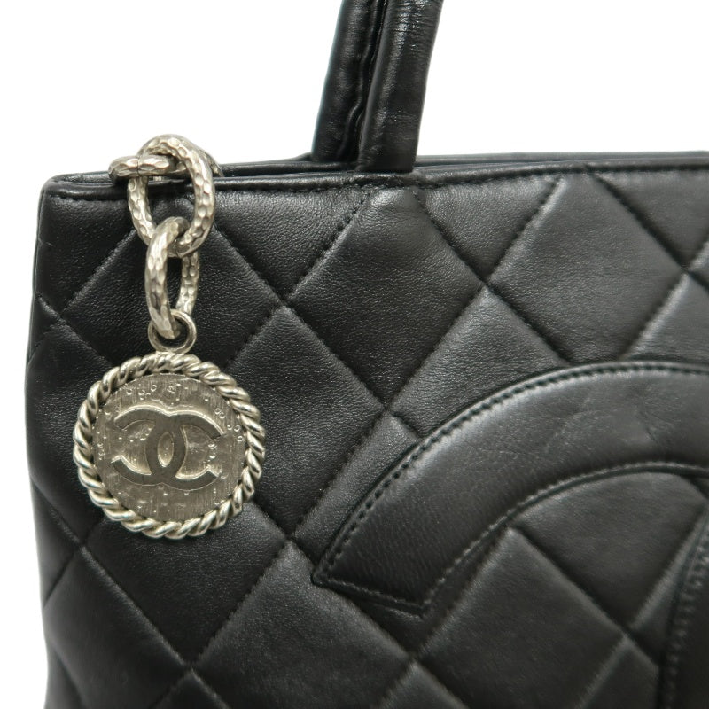 CHANEL Medallion Tote Caviar Leather Tote Bag Black