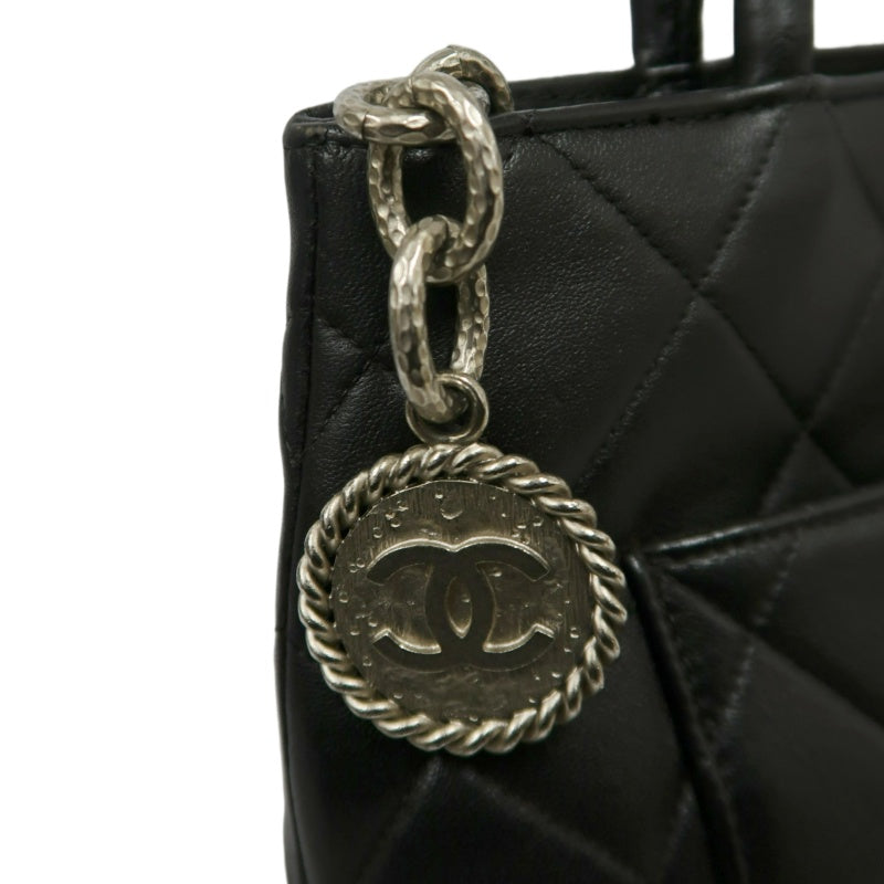 CHANEL Medallion Tote Caviar Leather Tote Bag Black