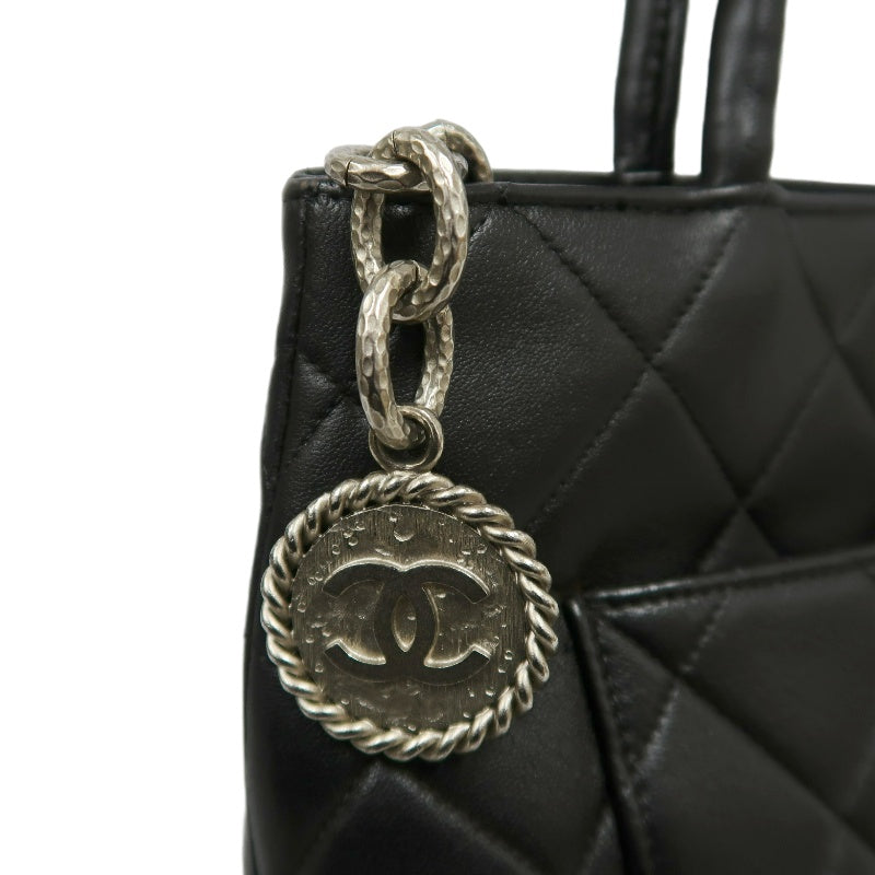 CHANEL Medallion Tote Caviar Leather Tote Bag Black