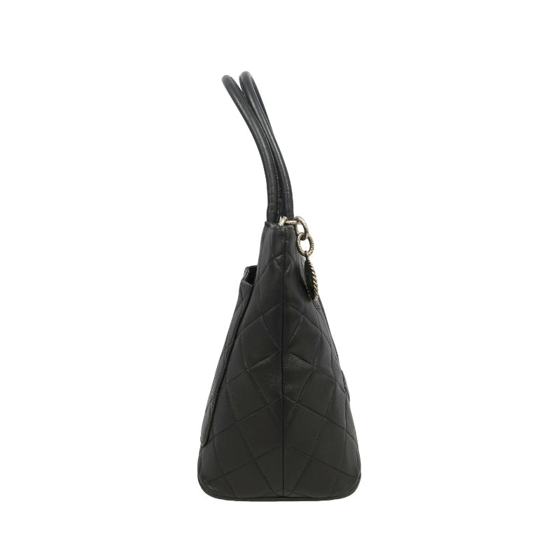 CHANEL Medallion Tote Caviar Leather Tote Bag Black