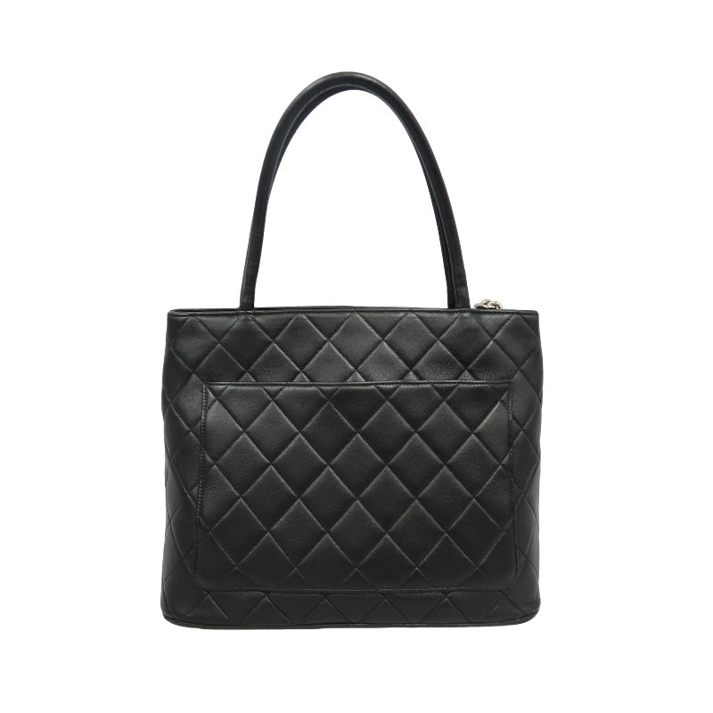 CHANEL Medallion Tote Caviar Leather Tote Bag Black