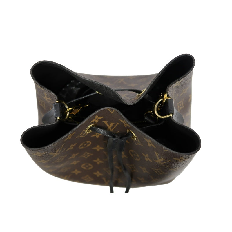 LOUIS VUITTON NeoNoe Monogram PVC Drawstring Bucket Shoulder Bag Brown/Black Gold-Tone Hardware