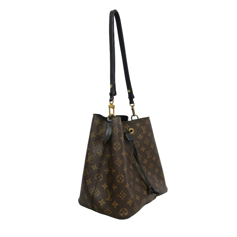 LOUIS VUITTON NeoNoe Monogram PVC Drawstring Bucket Shoulder Bag Brown/Black Gold-Tone Hardware