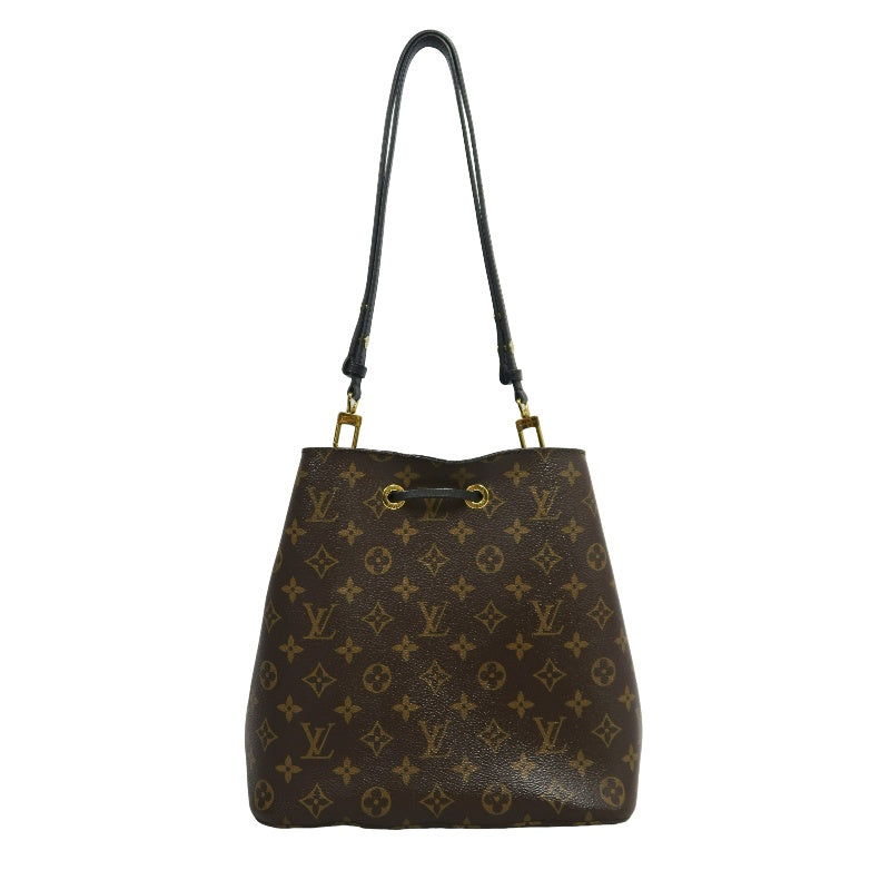 LOUIS VUITTON NeoNoe Monogram PVC Drawstring Bucket Shoulder Bag Brown/Black Gold-Tone Hardware