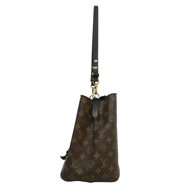LOUIS VUITTON NeoNoe Monogram PVC Drawstring Bucket Shoulder Bag Brown/Black Gold-Tone Hardware