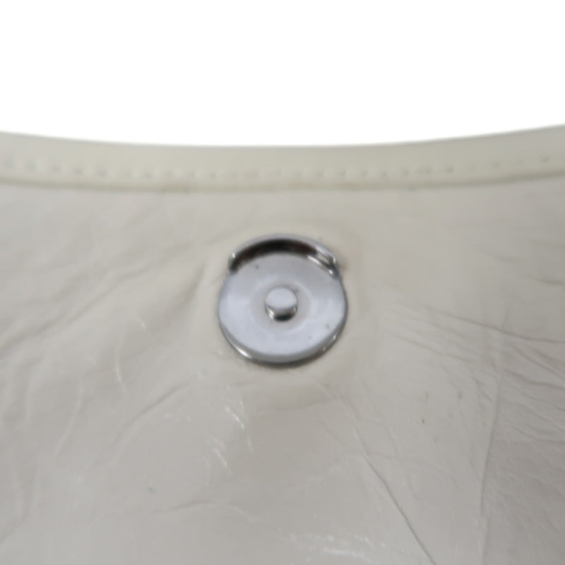 YVES SAINT LAURENT NIKI Leather Shoulder Bag White Dark Silver-Tone Hardware