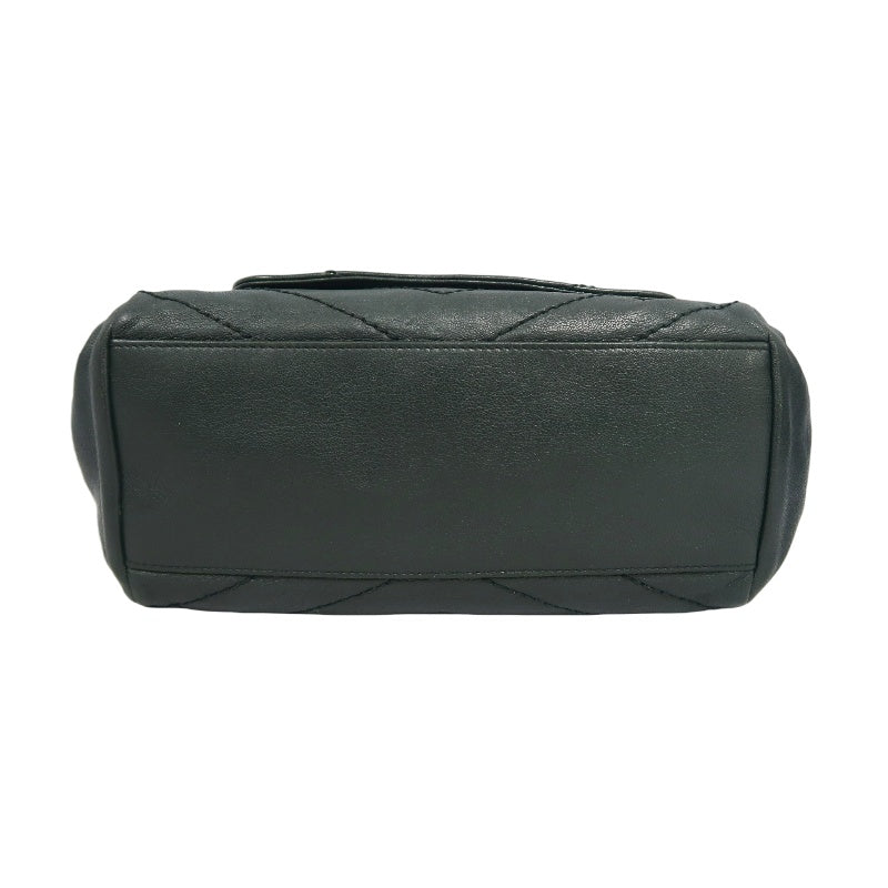 YVES SAINT LAURENT NIKI Leather Shoulder Bag Green Dark Silver-Tone Hardware
