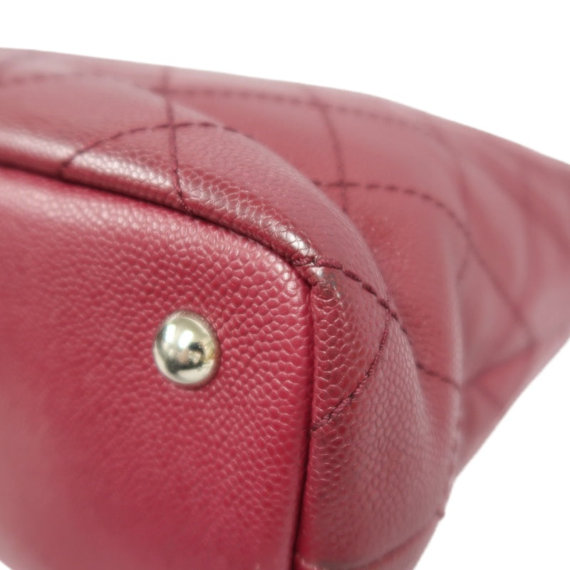 CHANEL Wild Stitch Caviar Leather Tote Bag Red Dark Silver-Tone Hardware