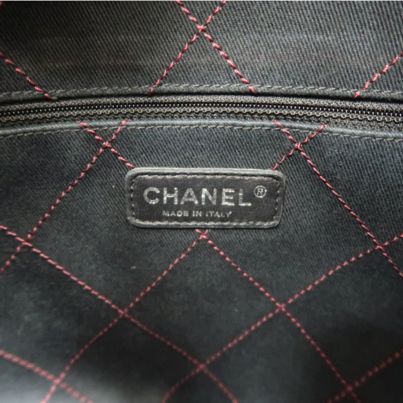 CHANEL Wild Stitch Caviar Leather Tote Bag Red Dark Silver-Tone Hardware