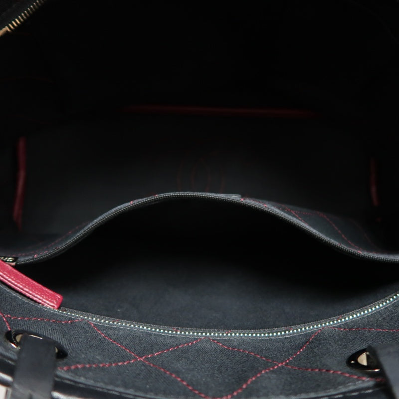 CHANEL Wild Stitch Caviar Leather Tote Bag Red Dark Silver-Tone Hardware