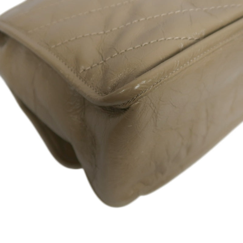 YVES SAINT LAURENT NIKI Shoulder Bag Beige Dark Silver-Tone Hardware