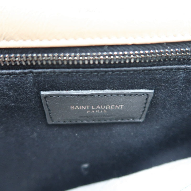 YVES SAINT LAURENT NIKI Shoulder Bag Beige Dark Silver-Tone Hardware